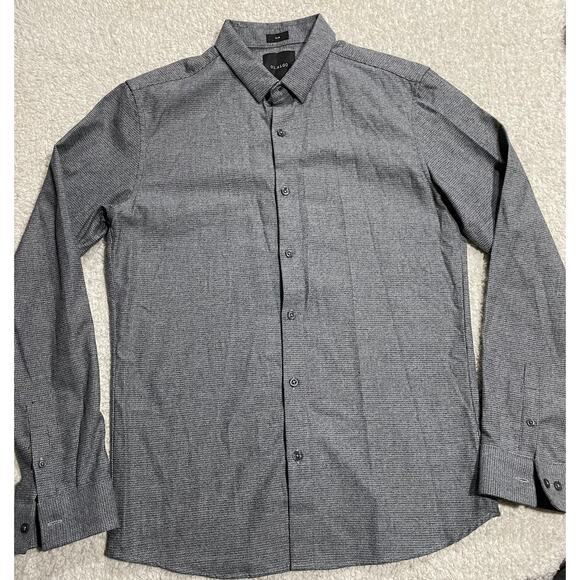 01.Algo Men's Size Medium Slim Fit Button Up Long Sleeve Shirt Grey - Picture 1 of 12